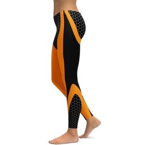 Gear Bunch Orange Honeycomb Carbon Squat Proof Leggings